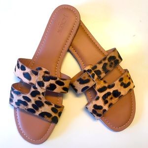 J. Crew leopard flat sandals size 10